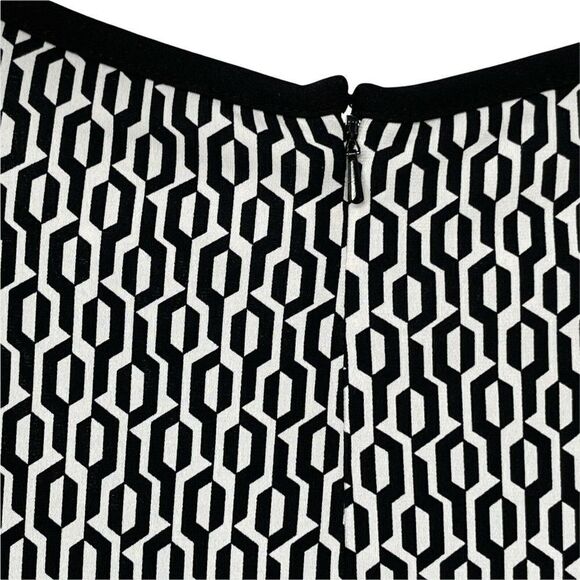 Laundry Shelli Segal Black White 3/4 Sleeve Shift Dress Womens Size 12 Stretchy - Picture 6 of 8